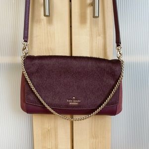 kate spade burgundy laurel way cowhair crossbody bag with chain